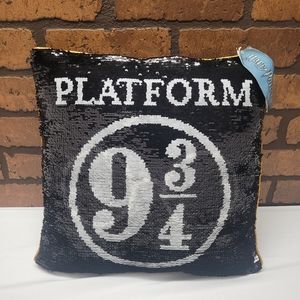 Harry Potter Platform Pillow Reversible Sequin Flip Pillow 9 3/4 & Glasses 15x15